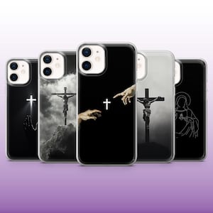 Kreuz Handyhülle Jesus Gott Christian Cover für iPhone 16, 15, 14, 13, 12, 11 Samsung S25, S24Fe, S23, A56, Pixel 9Pro XL, 8A, 8Pro