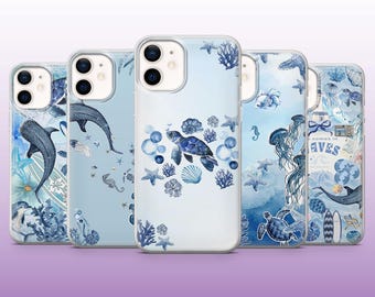 Ocean Phone Case Sea Creature Ocean Animals Cover for iPhone 16, 15, 14, 13, 12, 11 Samsung S25, S24, A56, A16, Pixel 9A, 9Pro XL, 8A, 8Pro