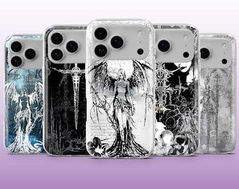 Funda de teléfono grunge gótica, emo y moderna para iPhone 16, 15, 14, 13, 12 y 11, Samsung S25, S24, A56, A16, Pixel 9A, 9Pro XL, 8A, 8Pro y 7A.