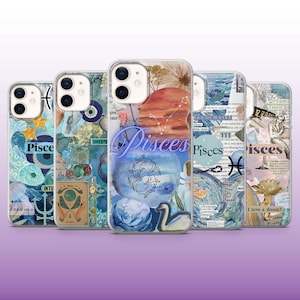 Pisces Phone Case Star Sign Astrology Cover for iPhone 17, 16, 15, 14, 13, 12, 11 Samsung S25, S24, A56, A16, Pixel 10Pro, 9A, 8A, 8Pro