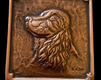 Solid Copper Small Dog Plaque Irish Setter 4 X 4"