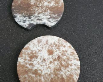 Cow print car coasters