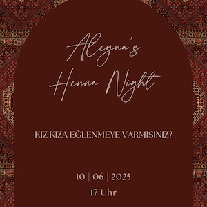 Carte d'invitation numérique pour la soirée Henna/Kina Gecesi - rouge