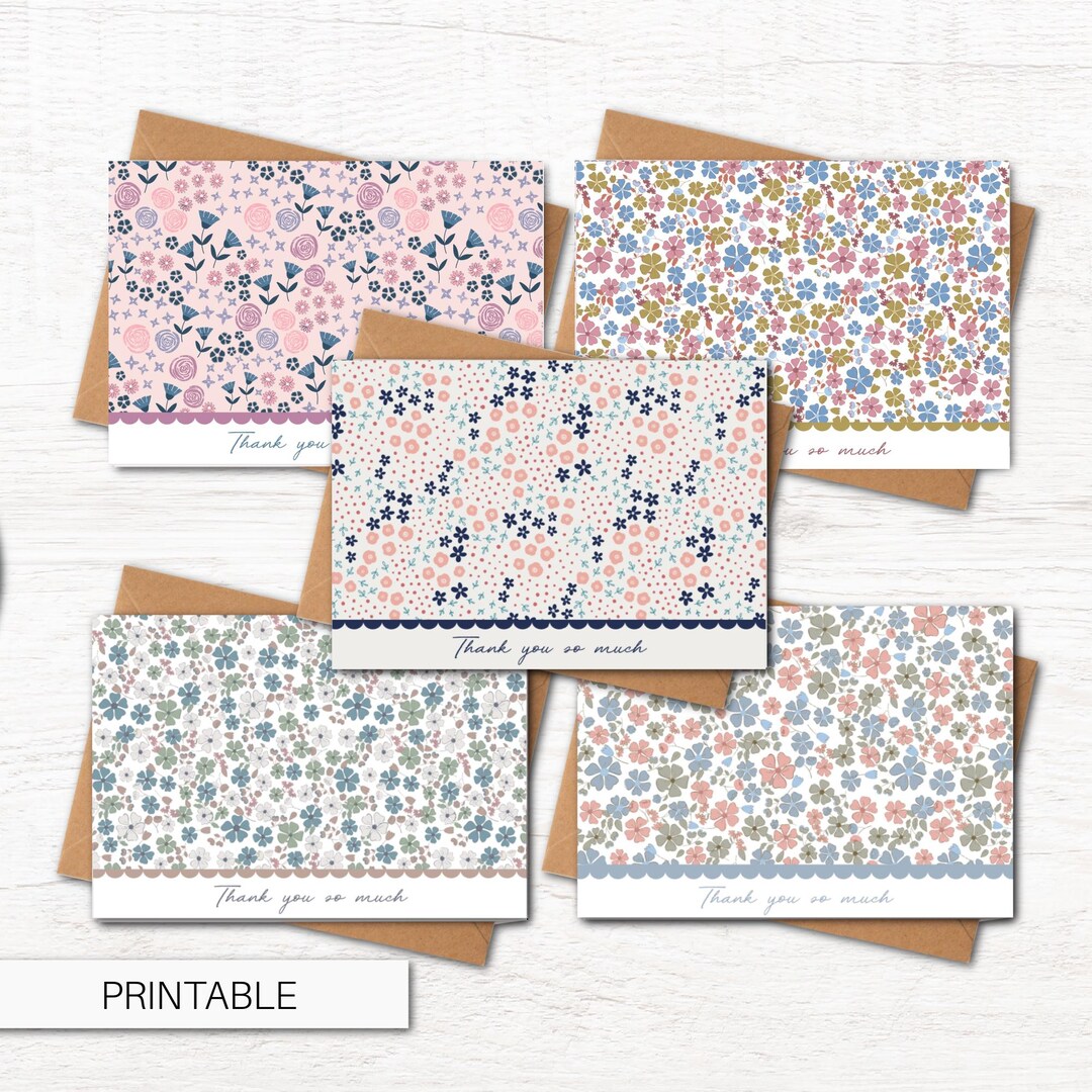 Thank You Cards Bundle Printable Greeting Card (PDF) - Etsy