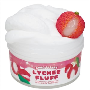 Lychee Fluff Slime, Fester Schleim, Duftender Slime, Tropischer Slime, Weißer Slime, Flauschiger Slime, Sensorisches Spielzeug, Slime Shops, Amma Slimes
