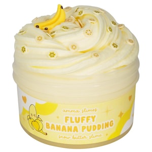 Fluffy Banana Pudding Slime, Snow Butter Slime, Yellow Slime, Banana Scented Slime, Unique Gifts, Amma Slimes