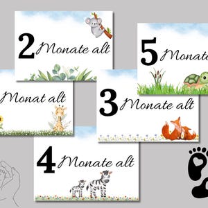 Cartes étapes bébé pdf - Cartes étapes bébé à imprimer - Cartes étapes animaux numériques - Souvenirs bébé - Cadeau