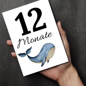 Cartes d'anniversaire pour bébé Baleines - 23 cartes à imprimer - capturez de doux souvenirs