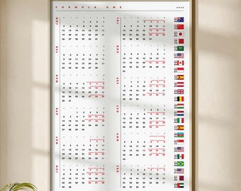 Póster del calendario de F1 2026: Calendario del Gran Premio de Fórmula 1 (impresión sin marco)
