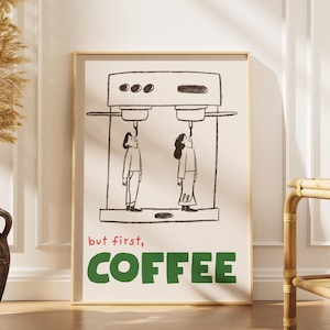 But First, Coffee - Doodle Sketch Poster | A5-A0 Retro Coffee Lover Wall Art Print, Hand-Drawn Café Poster – Kitchen Décor Gift