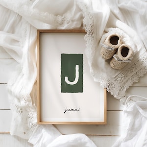 Póster con inicial personalizada - Arte mural con letras estilo máquina de escribir / Decoración infantil / Póster con inicial personalizado (Descarga digital)