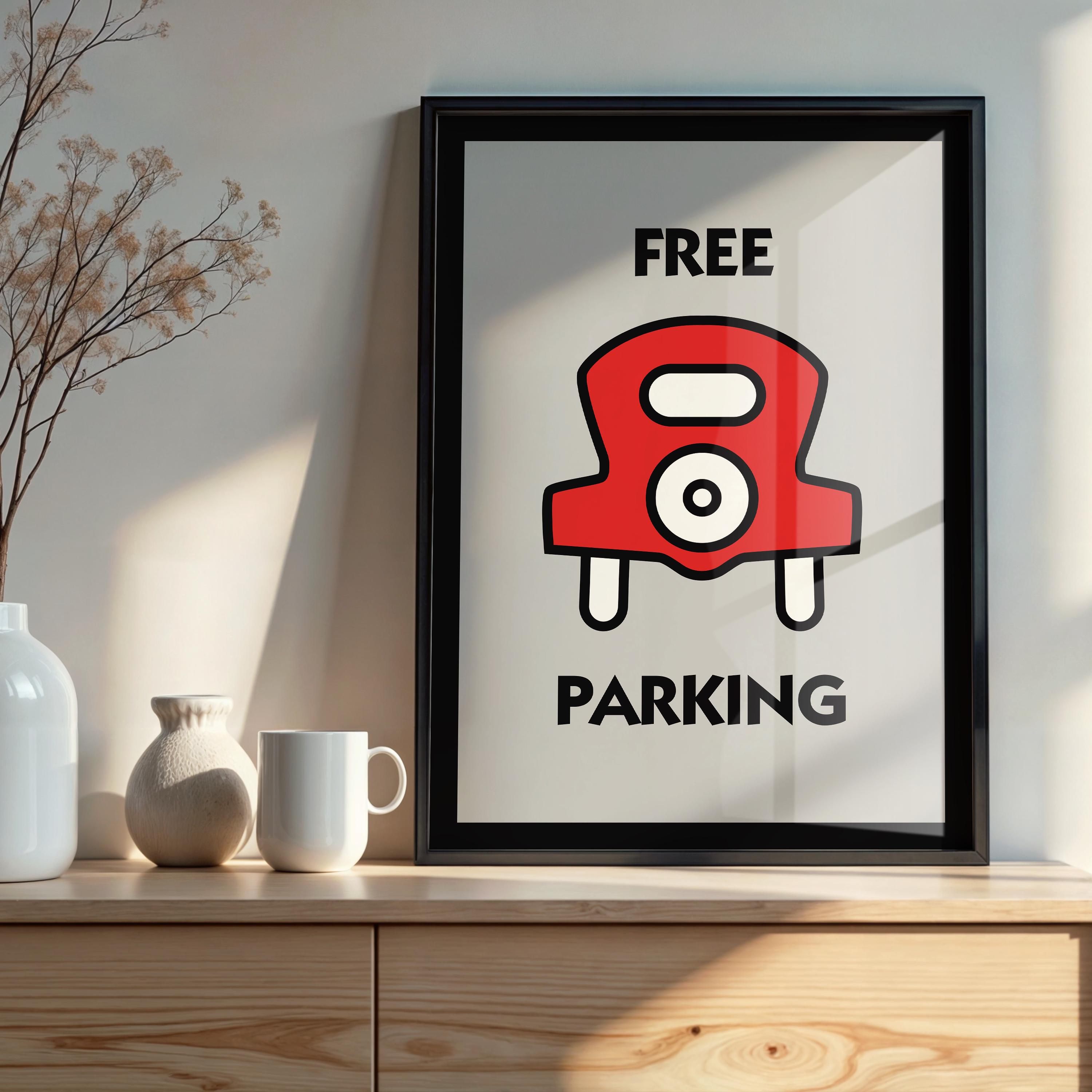 Monopoly Free Parking Poster: Vintage Board Game Wall Art (print