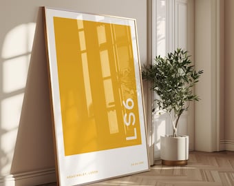 Impressão personalizada de código postal: endereço personalizado do Reino Unido, cidade, coordenadas (download digital)