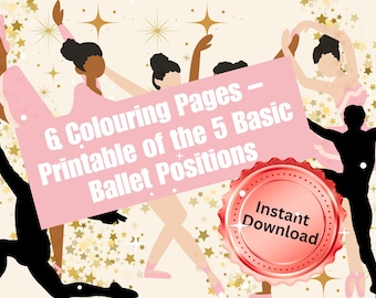 Ballet Positions Colouring Pages, Dance Activity Sheets for Kids, Instant Download A4