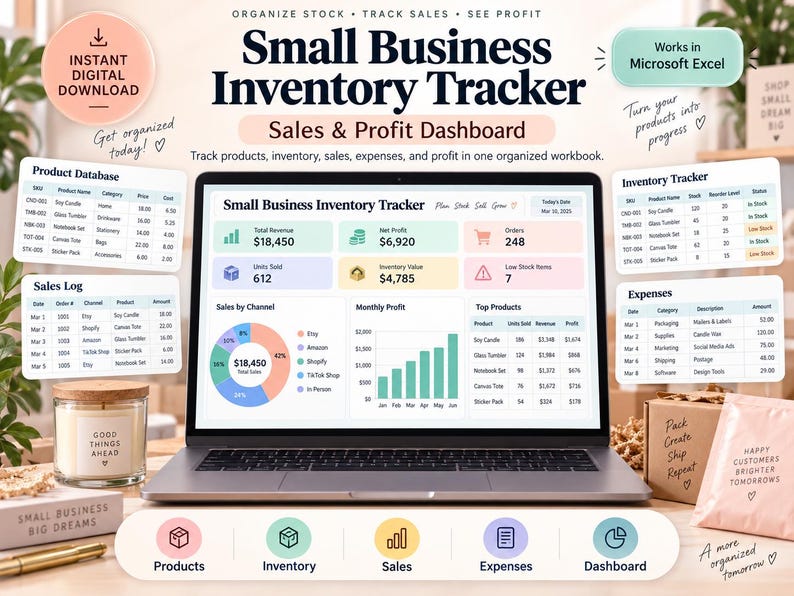 Small Business Inventory Tracker Excel Template | Sales & Profit ...