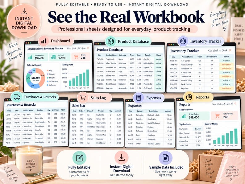 Small Business Inventory Tracker Excel Template | Sales & Profit ...