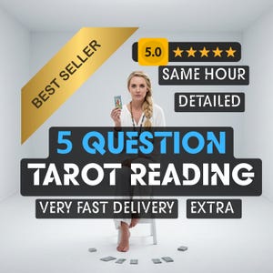 Leitura de Tarô com 5 Perguntas na Mesma Hora, Leitura Psíquica de Amor e Carreira, Leitura de Cartas de Tarô com Entrega Instantânea e Visão Espiritual Precisa