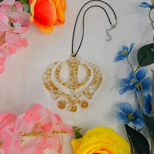 3D Khanda Sikh Car Hanging – Handmade Khanda Resin Art, Perfect Spiritual Gift