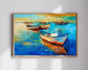 Watercolor Boat Painting: Nautical Coastal Art (Digital Download)