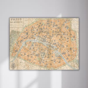 Vintage Paris City Map Print 1925: Historical Art Deco Decor (Digital Download)