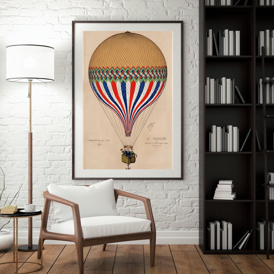 Le Tricolore Balloon Lithograph | Vintage French Aviation Art Print by ...
