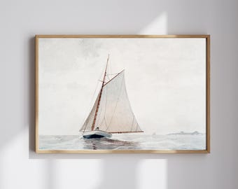Lámina de navegación de Winslow Homer, paisaje marino náutico vintage (descarga digital)