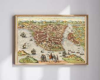 Vintage Istanbul Map: Ottoman Empire Historical Art (Digital Download