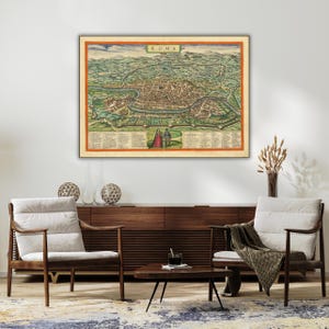 Antike Rom Karte Druck aus Civitates orbis terrarum von Georg Braun & Frans Hogenberg, Historische Stadtwandkunst des 16