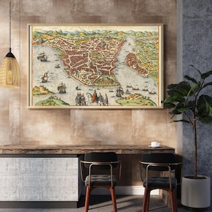 Istanbul Vintage Map Wall Chart | Ottoman Empire Decor | Historical Istanbul Art & Turkey Vintage Wall Decor