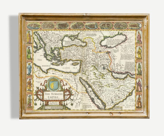 1626 Ottoman Empire Map by John Speed: Vintage Middle East Print