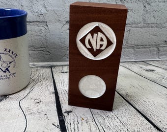 12 Step Recovery NA Wooden Medallion Holder for individual coins (C7)