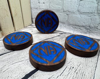 12 Step Recovery NA COASTERS Wood/Epoxy Narcotics Anonymous Drink Coasters