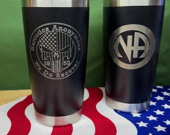 NA Tumbler 20 oz. Cup: Narcotics Anonymous PUNISHER We do Recover
