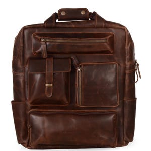 Handmade Genuine Leather Backpack , Brown Vintage Laptop Bag, Work & Travel Backpack for Women and Men