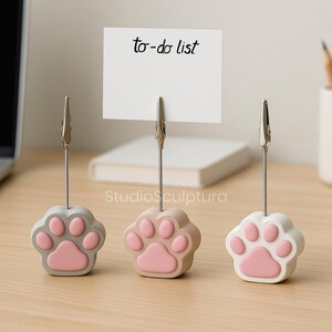 Notitiehouder kattenpoot | Uniek bureauaccessoire | Studeerkamerobject | Papieren kaarthouder voor fotoherinnering | Metalen krokodillenklem | Kat moeder vader