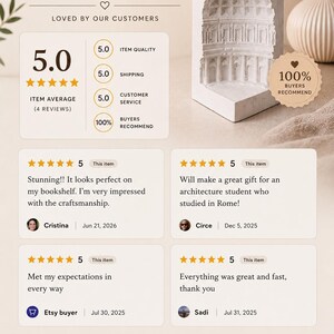 Pantheon Bookend Sculpture, Ancient Rome Decor Tealight Candle Holder| Roman Greek Statue, Housewarming Decoration Architectural Gift Ideas image 3