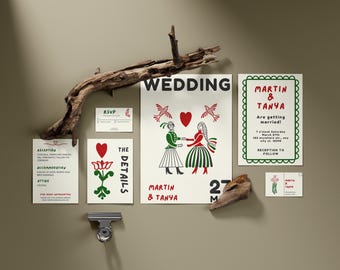 Wedding Invitation Template Canva Editable Nordic minimalist Printable Invitation Suite Modern Minimalist Scandinavian Folk Stationery