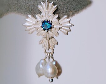 Baroque Pearl Gold Earrings, Bridal Pearl Earrings, Vintage Style Gold Earrings, Pearl Wedding Earrings, Drop Pearl Vintage Earrings,