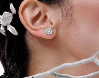14k Solid Gold Stud Earrings, Dainty Leaf Earrings, Leaf Stud Earrings, Leaf Diamond Earrings, Silver Leaf Stud Earrings, Gold Leaf Earrings