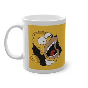 Funny Homer Simpson Standard Mug Mug, 11oz - Coffee Cup, Ceramic Tea Mug, Novelty Gift, Cartoon Character Drinkware, Comedy Fan Merch