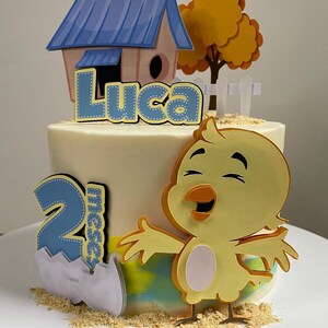 Topper per torta pulcino giallo - Festa di compleanno di Pintinho Amarelinho