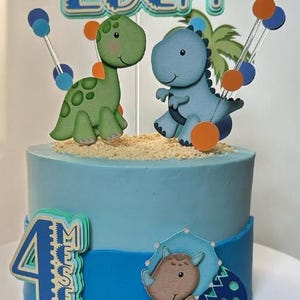 Dino Cake Topper - Dinosaur Birthday Party / Cute Bday Cake Topper