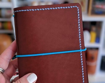 Pocket Fieldnotes Toffee IronbarkJournals Leather Cover Travelers Notebook Style with Inside Pockets, Hand-stitched Handmade Journal Cover