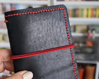 Micro Espresso Leather Cover with Inside Pockets, Handcrafted Travelers Notebook Leather Planner, Handmade Hand-stitched IronbarkJournal