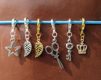 Journal Charms - Star, Scissors, Crown, Leaf gold and silver, Crown, Key Notebook Charm, Handmade Panner Charms