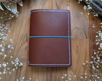 A6 Toffee IronbarkJournals Leather Cover Travelers Notebook Style Planner Cover with Inside Pockets Hand-stitched Handmade Sketchbook Cover