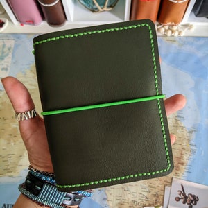 Passport Olive Ironbarkjournals Leather Cover Travelers Notebook Style with Inside Pockets, Handstitched Travelers Notebook Journal Cover image 1