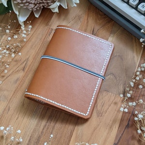 Passport Caramel with Blue Journal Leather Cover Travelers Notebook Style with Inside Pockets, Hand-stitched Ironbatjournals Journal Cover image 1