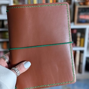 B6 Caramel Leather Journal Cover with Inside Pockets Travelers Notebook Style Planner Handmade Hand-stitched Ironbarkjournals Planner Cover