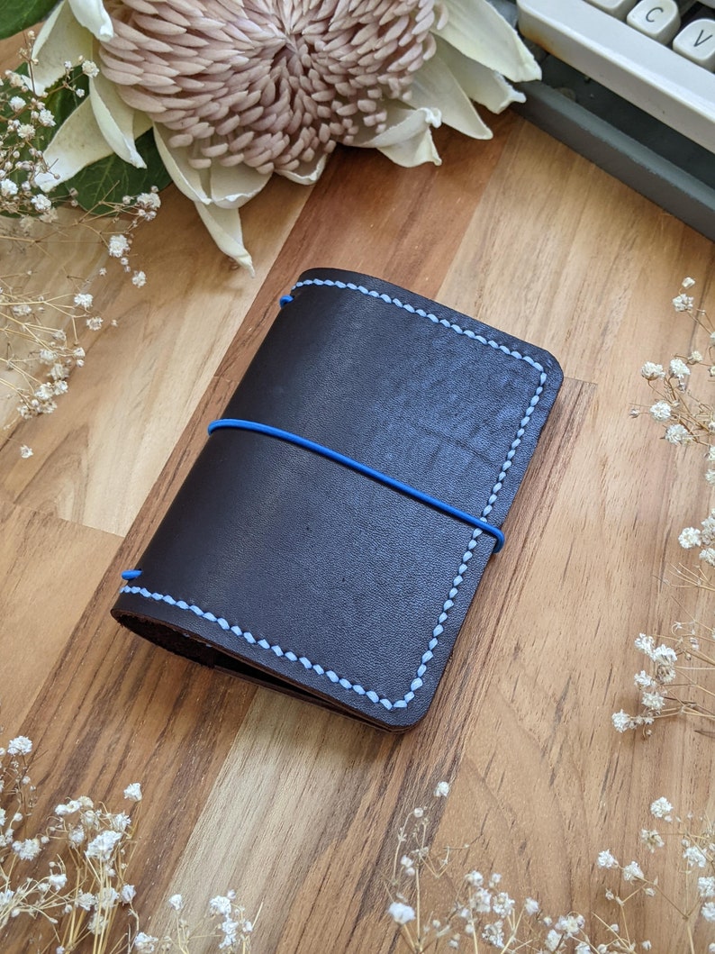 Micro Coffee Leather Cover with Inside Pockets, Handcrafted Travelers Notebook Leather Planner, Handmade Hand-stitched IronbarkJournal image 9